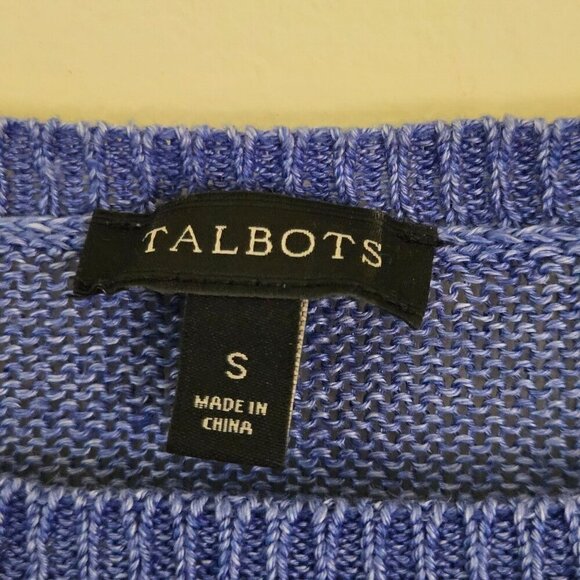 Talbots Linen Bateau- Neck Sweater 100% Linen Blue 3/4 Sleeve Size S - Picture 5 of 6